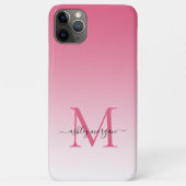 Elegante Monogram Chic Script Name Pink Ombre Case-Mate iPhone Hülle (Rückseite)