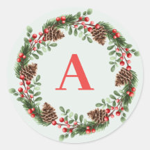 Elegante Monogram Christmas Cones Wreath