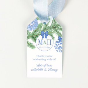 Elegante Monogram Christmas Gastgeschenk Hochzeit  Geschenkanhänger