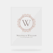 Elegante Monogram Classic erste Hochzeit Acrylschild (Vorderseite)