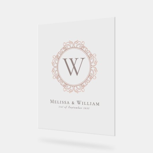 Elegante Monogram Classic erste Hochzeit Acrylschild (Winkel)