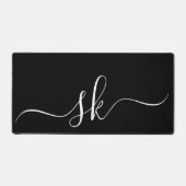 Elegante Monogram Classic Minimal Schwarz/Weiß Schreibtischunterlage (Vorderseite)