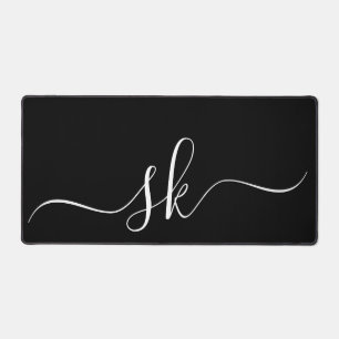 Elegante Monogram Classic Minimal Schwarz/Weiß Schreibtischunterlage