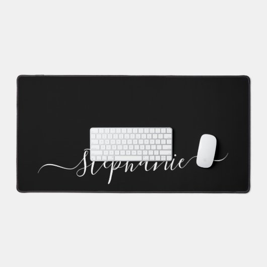 Elegante Monogram Classic Minimal Schwarz/Weiß Schreibtischunterlage (Tastatur & Maus)