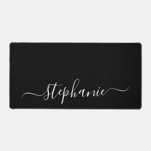 Elegante Monogram Classic Minimal Schwarz/Weiß Schreibtischunterlage (Vorderseite)