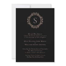 Elegante Monogram Copper Blush Black Wedding