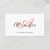 Elegante Monogram Coral Pink Black Script Name Visitenkarte (Vorderseite)