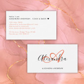 Elegante Monogram Coral Pink Black Script Name Visitenkarte