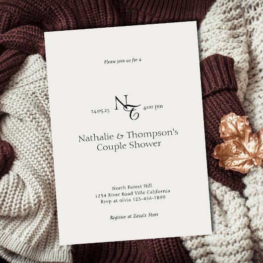 Elegante Monogram Couple Shower Bridal Einladung
