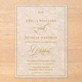 Elegante Monogram Cream Floral Wedding Acryleinladungen (Vorderseite)