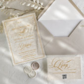Elegante Monogram Cream Floral Wedding Acryleinladungen