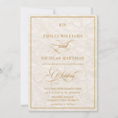 Elegante Monogram Cream Floral Wedding Einladung (Vorderseite)
