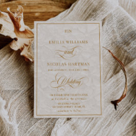 Elegante Monogram Cream Floral Wedding Einladung