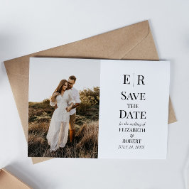 Elegante Monogram Custom Foto Save the Date Card Einladung