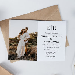 Elegante Monogram Custom Foto Wedding Einladung