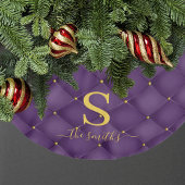 Elegante Monogram Custom Lila Gold Christmas Polyester Weihnachtsbaumdecke