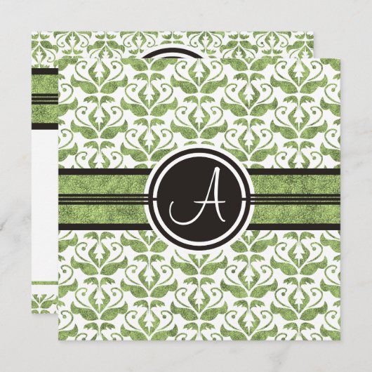 Elegante Monogram Damask Ankündigung Datum freihal (Vorne/Hinten)