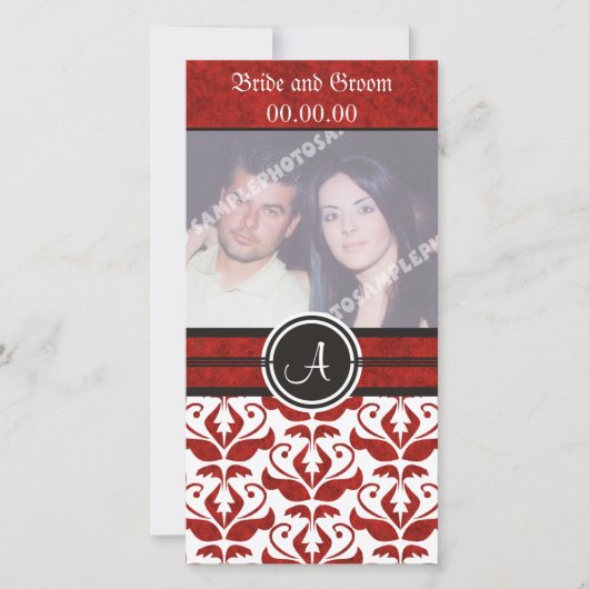 Elegante Monogram Damask Save the Date Foto Cards (Vorderseite)