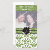 Elegante Monogram Damask Save the Date Foto Cards (Vorne/Hinten)