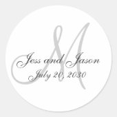 Elegante Monogram Dankeschön Gastgeschenk Hochzeit Runder Aufkleber (Vorderseite)