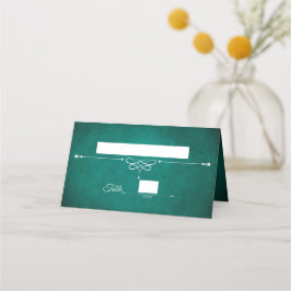 Elegante Monogram Dark Green Wedding Platzkarte