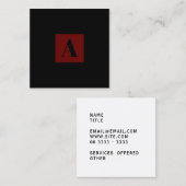 Elegante Monogram Dark Red Visitenkarte (Vorne/Hinten)