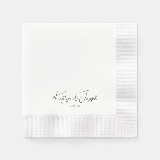 Elegante Monogram Date Moderne Typografie Hochzeit Serviette (Vorderseite)