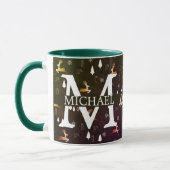 Elegante Monogram Decorative Weihnachtsfeiertage Tasse (Links)