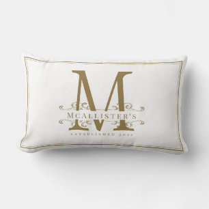 Elegante Monogram der White- und Gold-Familie einr Lendenkissen