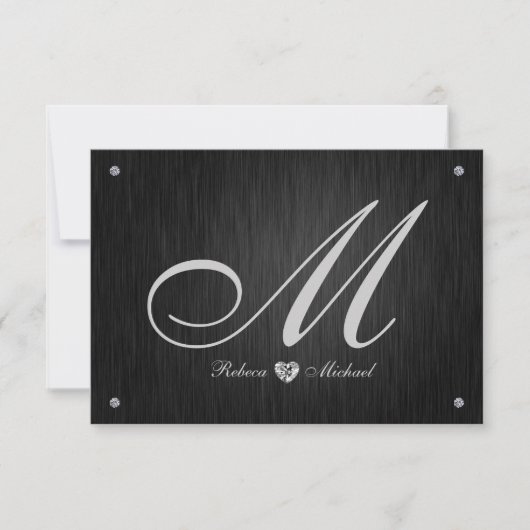 Elegante Monogram & Diamond Wedding RSVP Karten. (Vorderseite)