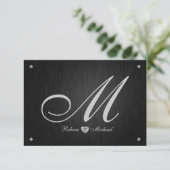 Elegante Monogram & Diamond Wedding RSVP Karten. (Stehend Vorderseite)