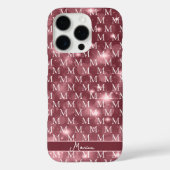 Elegante Monogram Dusky Rose Sparkle Case-Mate iPhone Hülle (Rückseite)