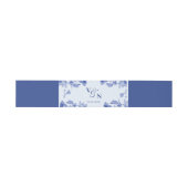 Elegante Monogram Dusty Blue Floral Wedding Einladungsbanderole (Flach)