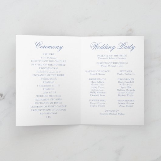 Elegante Monogram Dusty Blue Wappen Wedding Programm (Innenseite)