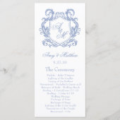 Elegante Monogram Dusty Blue Wappen Wedding Programm (Vorderseite)