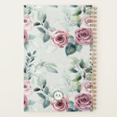 Elegante Monogram Dusty Rose Vintag Floral Planer (Rückseite)