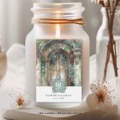 Elegante Monogram Earthy, Green Watercolor Wedding Weinetikett