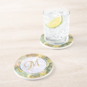 Elegante Monogram, erste Abstrakte Goldmarble Getränkeuntersetzer (Seite)