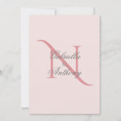 Elegante Monogram, erste rosa Hochzeit Einladung (Vorderseite)