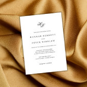 Elegante Monogram, erste weiße und schwarze Hochze Einladung