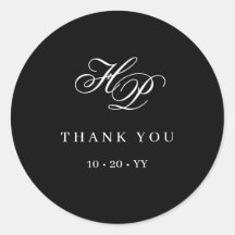 Elegante Monogram Erstklassige Schwarz-Weiß-Hochze