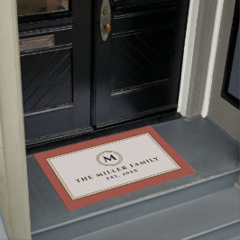 Elegante Monogram Familienname Doormat | Terracott Fußmatte
