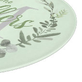 Elegante Monogram Familienname Foilage Schneidebrett (Ecke)