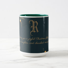 Elegante Monogram Family Christmas Tasse mit Botsc