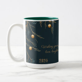 Elegante Monogram Family Christmas Tasse mit Botsc