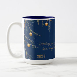 Elegante Monogram Family Christmas Tasse mit Botsc