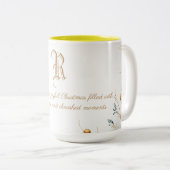 Elegante Monogram Family Christmas Tasse mit Botsc (VorderseiteRechts)