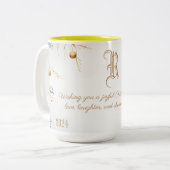 Elegante Monogram Family Christmas Tasse mit Botsc (Vorderseite Links)