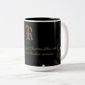 Elegante Monogram Family Christmas Tasse mit Botsc (VorderseiteRechts)