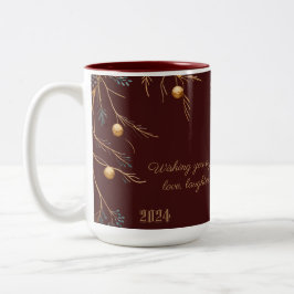 Elegante Monogram Family Christmas Tasse mit Botsc